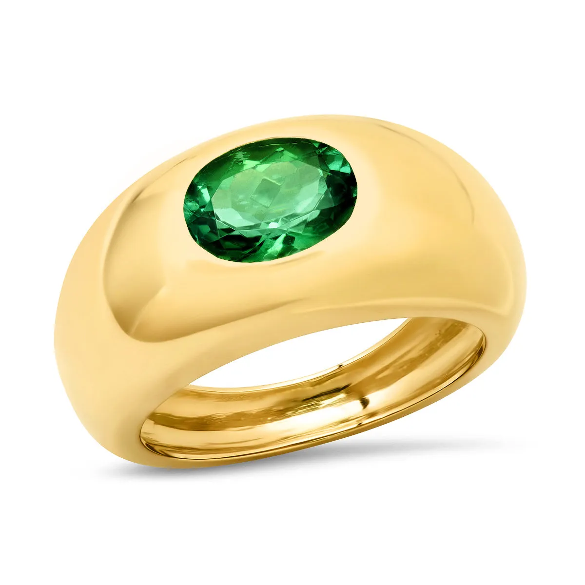 14K YG Green Tourmaline Gypsy Ring