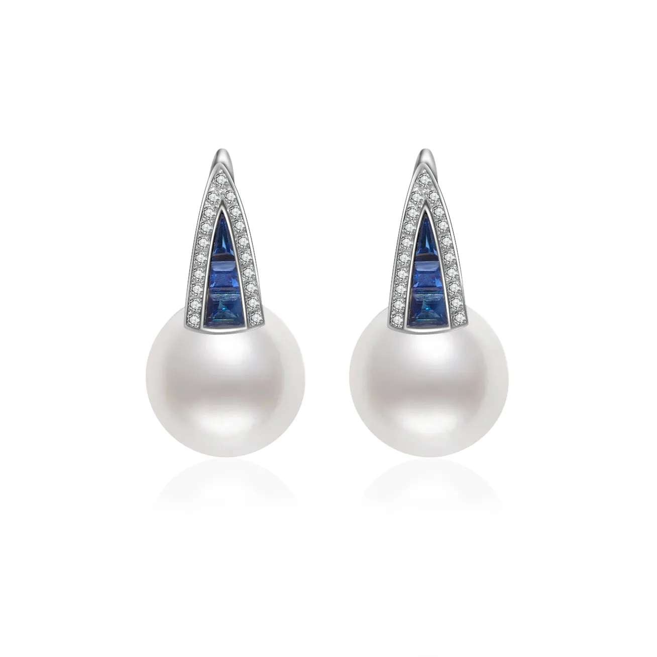 18k Gold Diamond Australian White Pearl Earrings KE00074