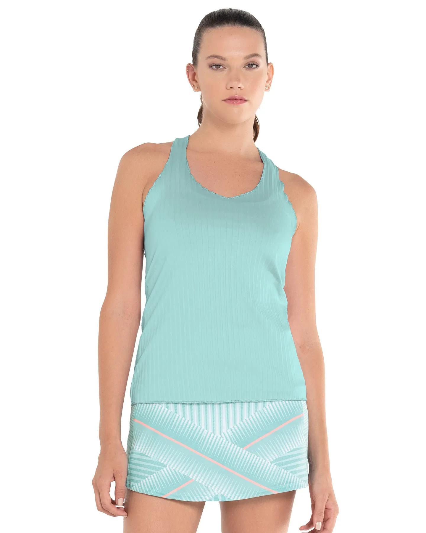 195769-305 | PLEATED V-NECK TANK LUCKY IN LOVE | NILE