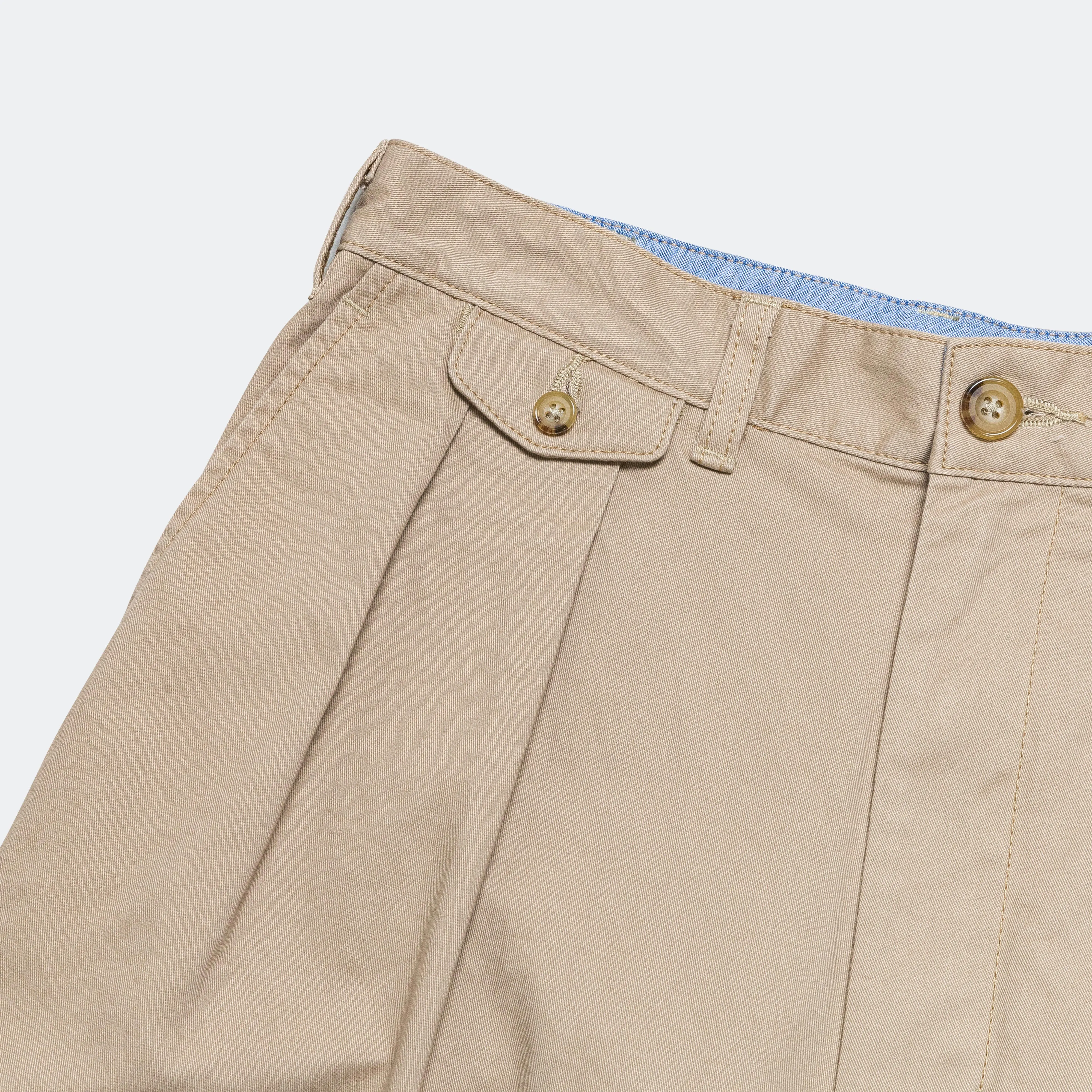 2 Pleat Twill Pants - Khaki