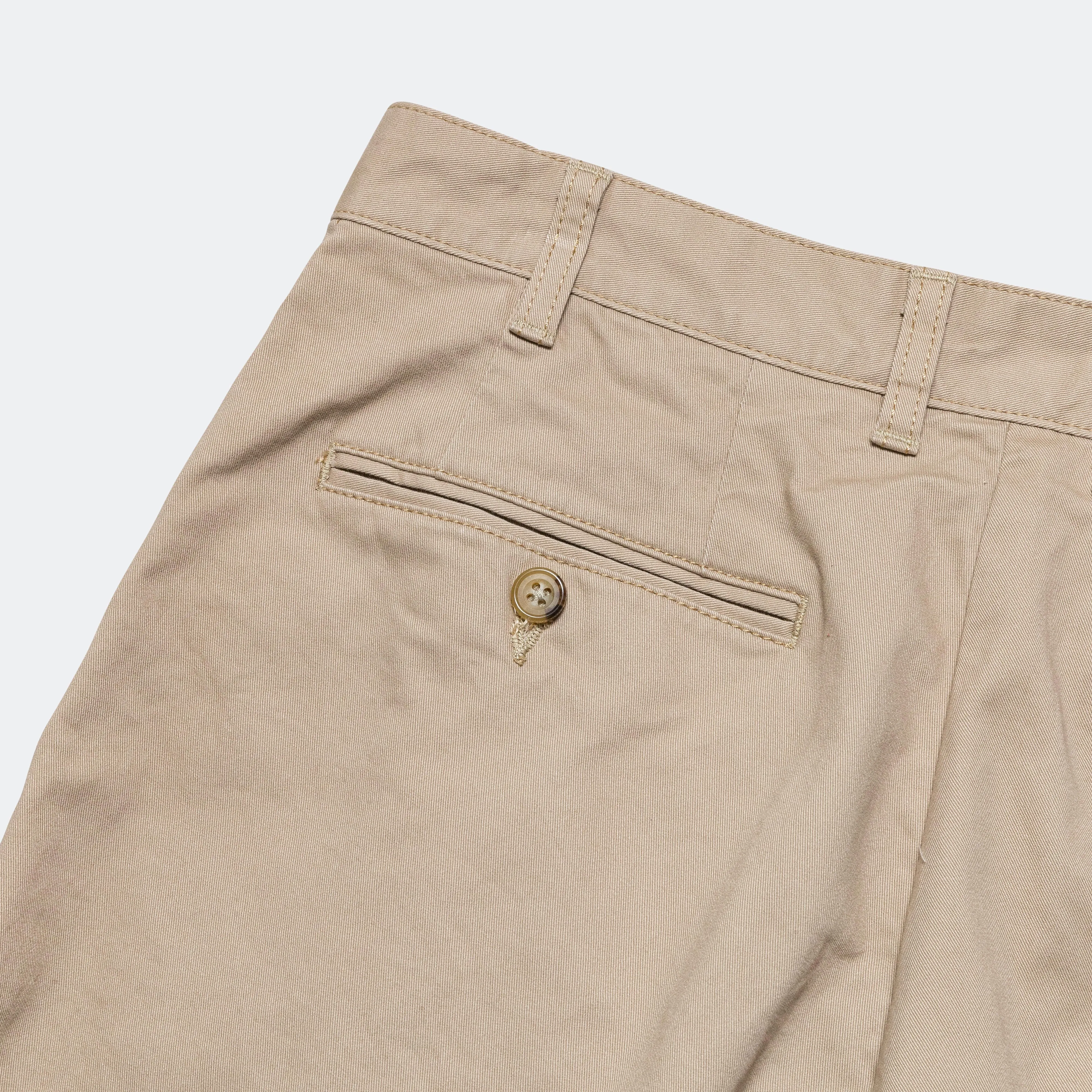 2 Pleat Twill Pants - Khaki