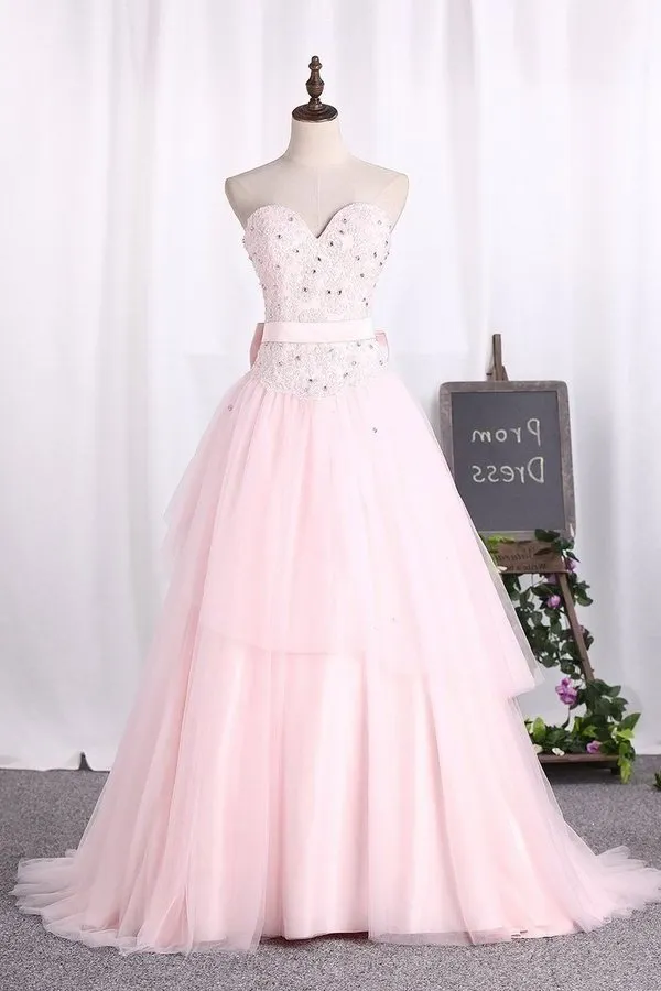 2024 Ball Gown Sweetheart Tulle Quinceanera Dresses P3QA4S2K