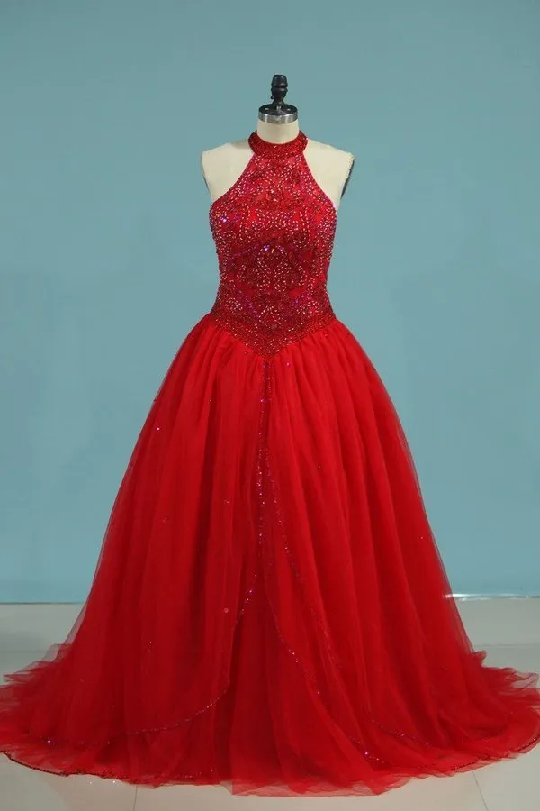 2024 High Neck Quinceanera Dresses Ball Gown With Beading PG871NXB