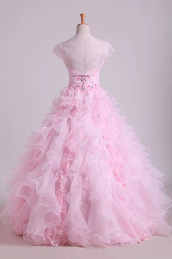 2024 Organza Luxury Quinceanera Dresses Ball Gown Sweetheart Floor-Length With P9PKJY7J