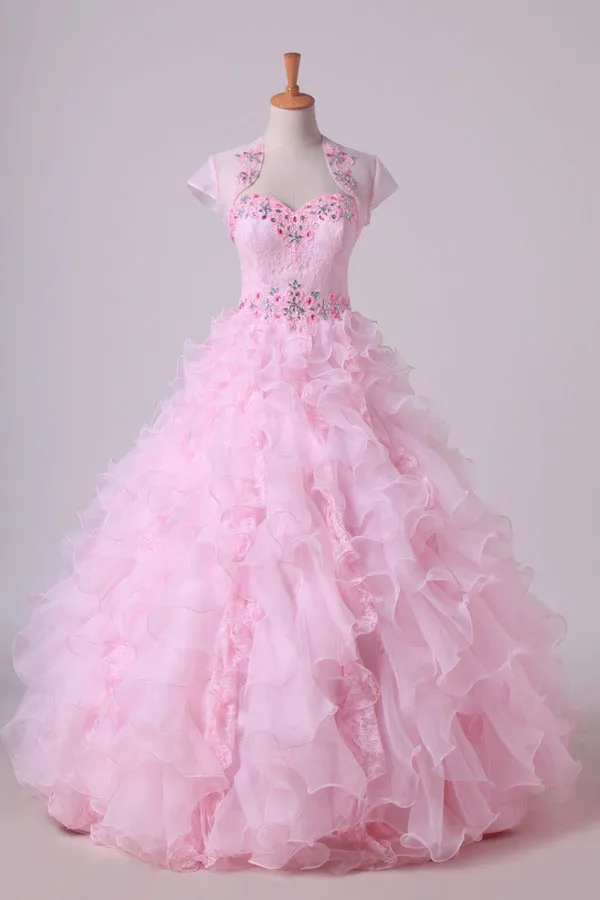 2024 Organza Luxury Quinceanera Dresses Ball Gown Sweetheart Floor-Length With P9PKJY7J