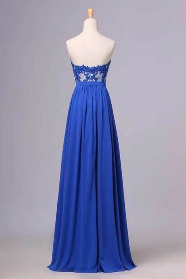 2024 Prom Dresses A Line Sweetheart Floor Length Chiffon Color Dark Royal P9TY5QRR