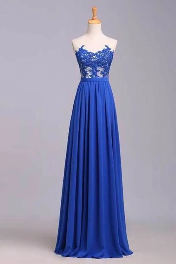 2024 Prom Dresses A Line Sweetheart Floor Length Chiffon Color Dark Royal P9TY5QRR