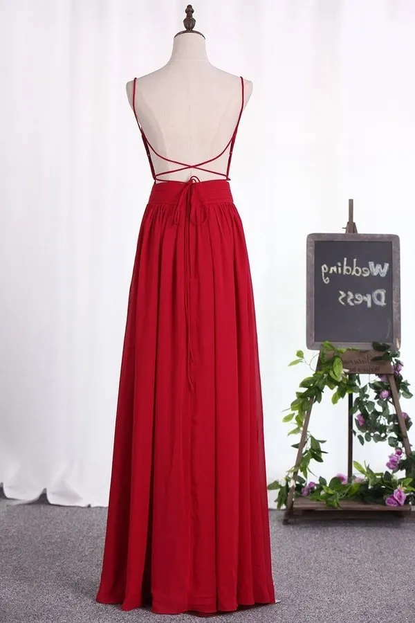 2024 Sexy Open Back Spaghetti Straps Prom Dresses Chiffon With PEQ5X5KT