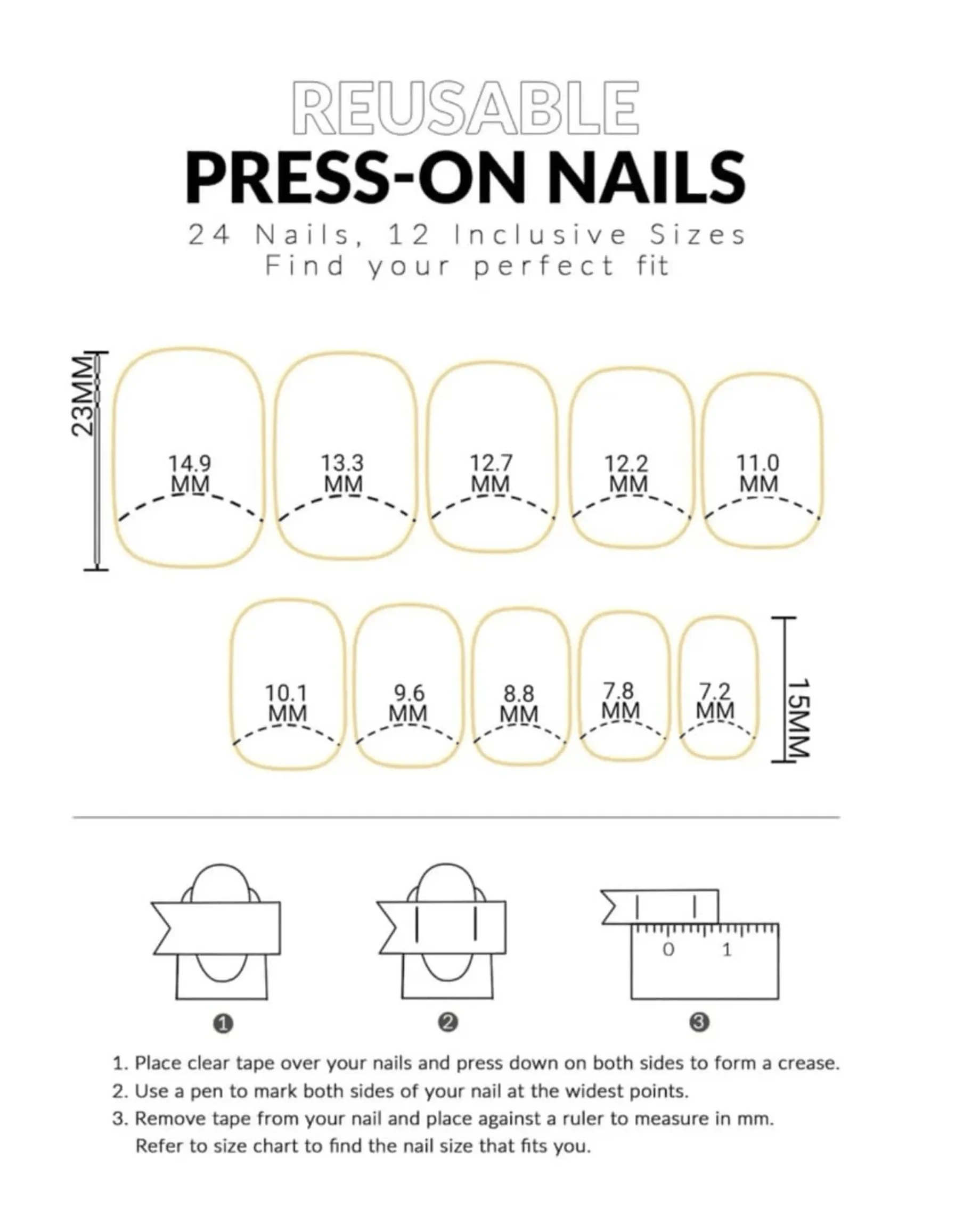 24 Pcs classic French tips Press on Nails