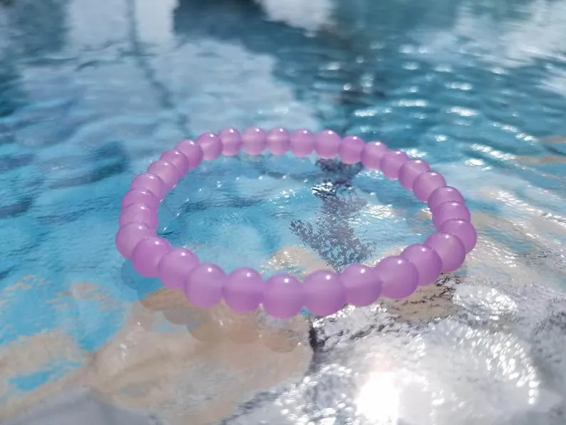 8mm Natural Lavender Purple Round Jade Beads Bracelet