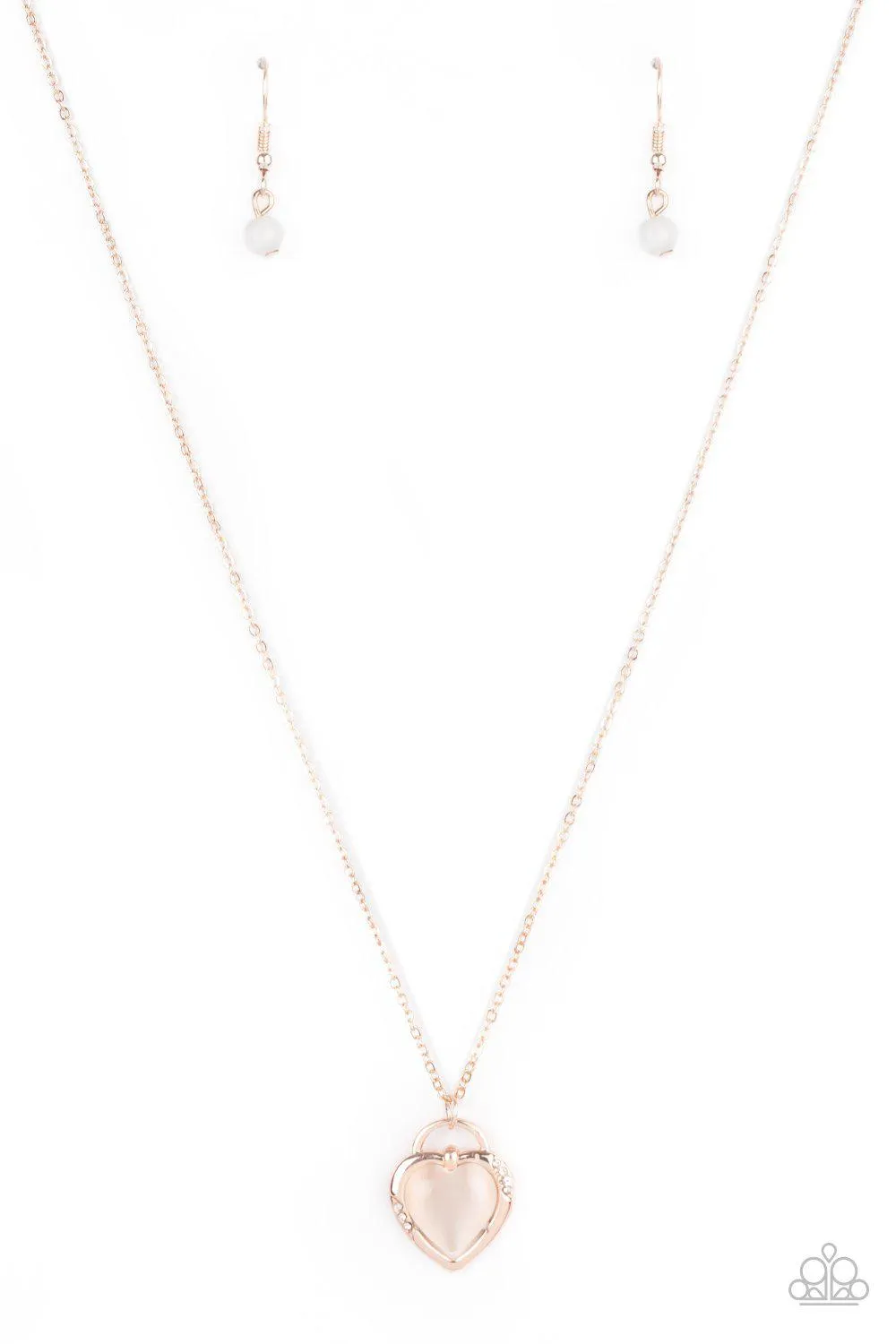 A Dream is a Wish Your Heart Makes Rose Gold Cat's Eye Heart Necklace - Paparazzi Accessories