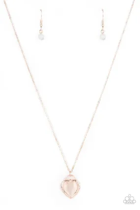 A Dream is a Wish Your Heart Makes Rose Gold Cat's Eye Heart Necklace - Paparazzi Accessories