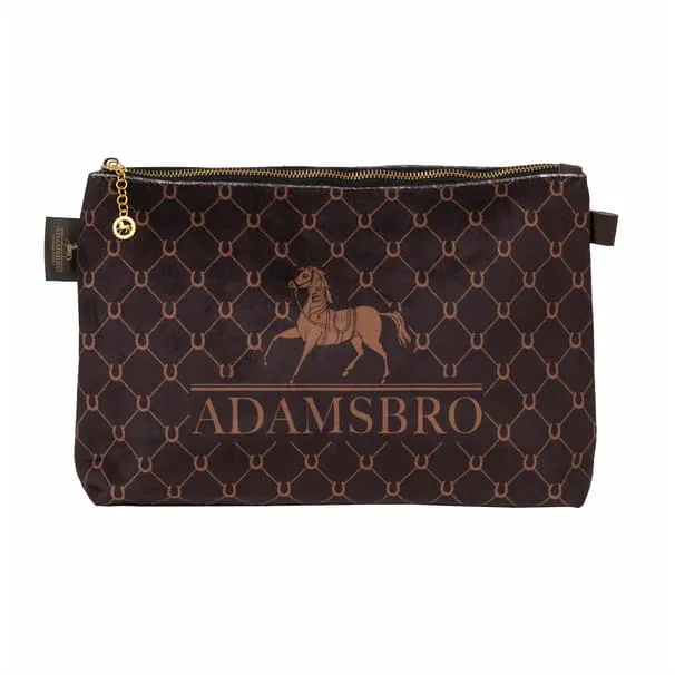 Adamsbro Velvet Toiletry Bag Brown