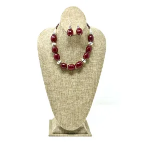 African Maroon Amber Neckline Necklace 04