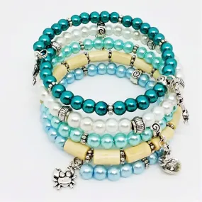 AVBeads Beaded Memory Wire Bracelet Wrap 5Layer Charm Bracelet Beach Charms Handmade