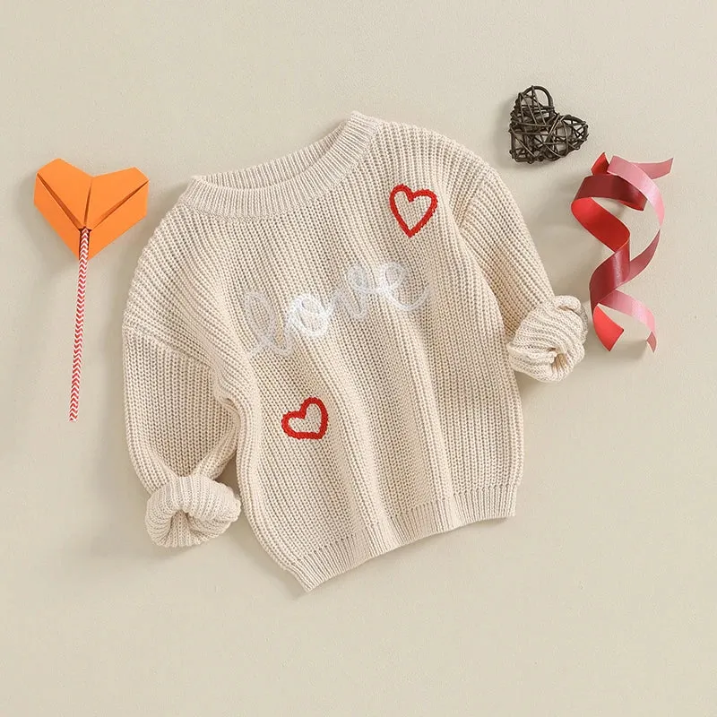 Baby Girls Deluxe Sweater - LOVE - Fall Winter Valentines