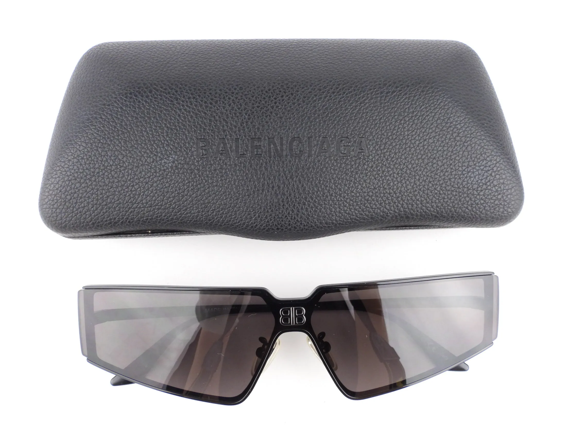 Balenciaga Black Metal Frame BB Logo Shield 2.0 Sunglasses