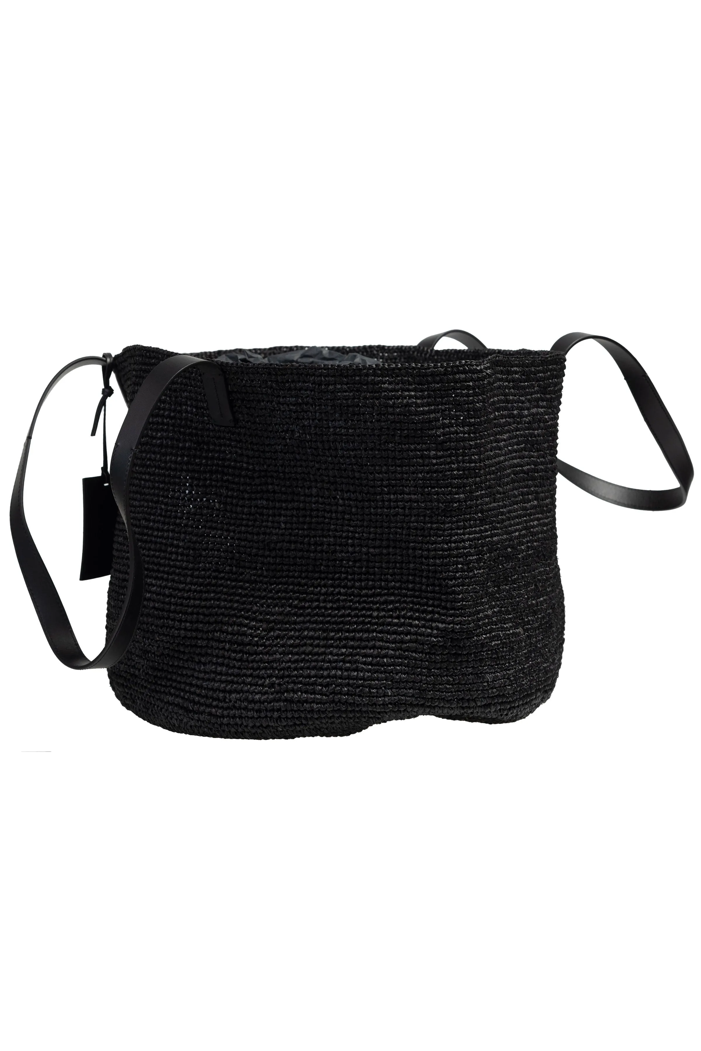 Basket Bag in Natural Black Raffia