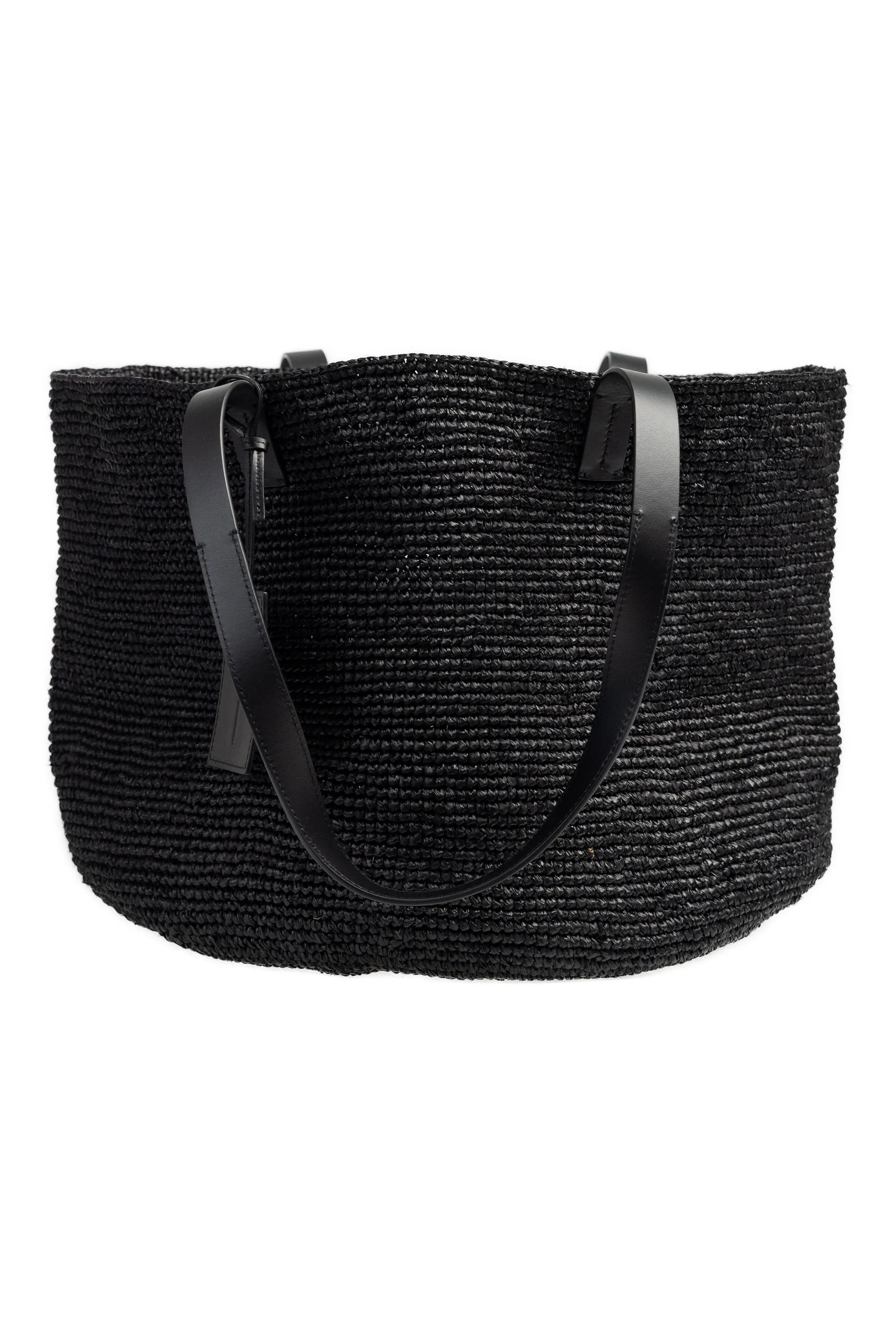 Basket Bag in Natural Black Raffia