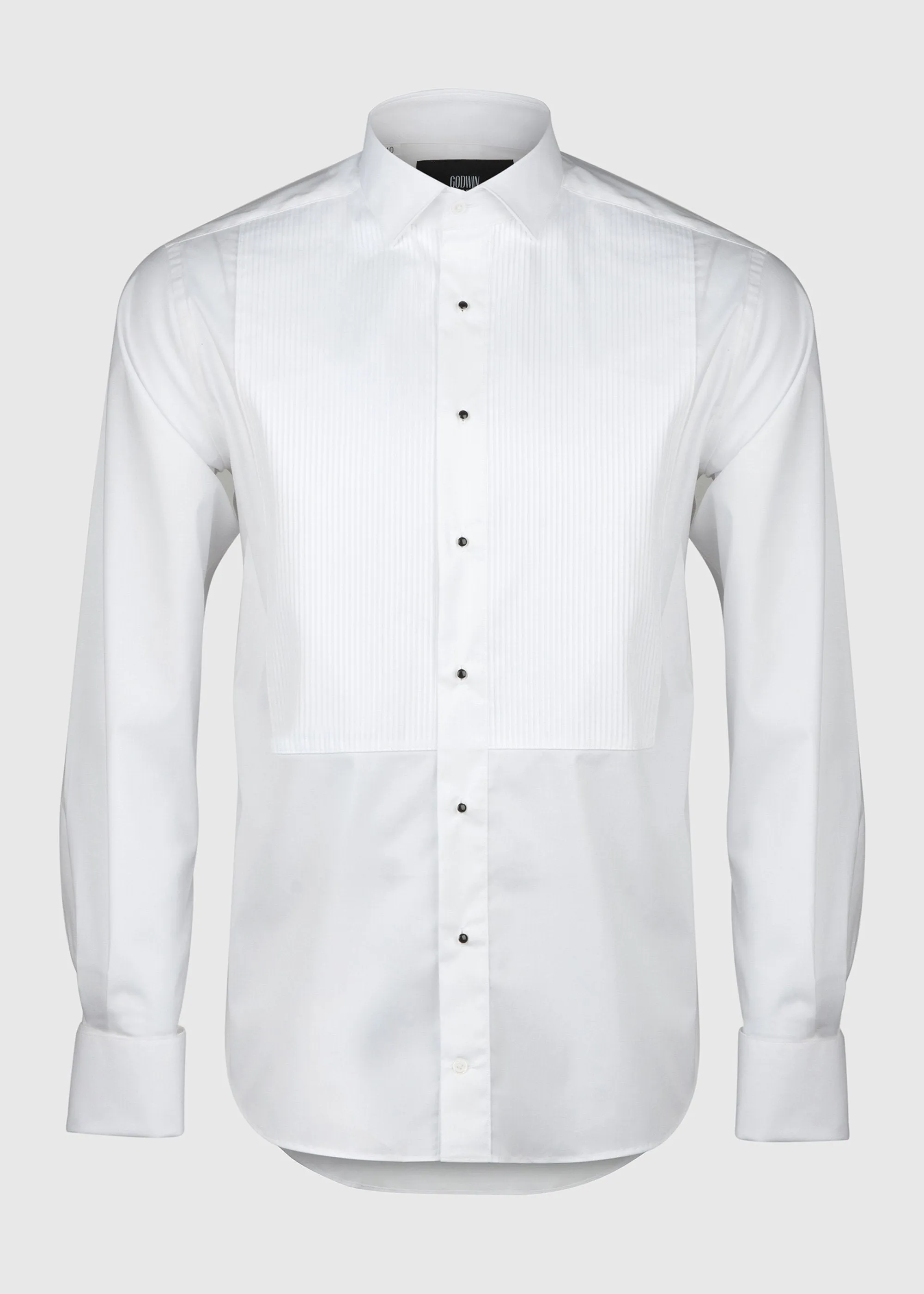 Bastien Dinner Shirt - White Poplin Cotton (Pleated Bib Front)