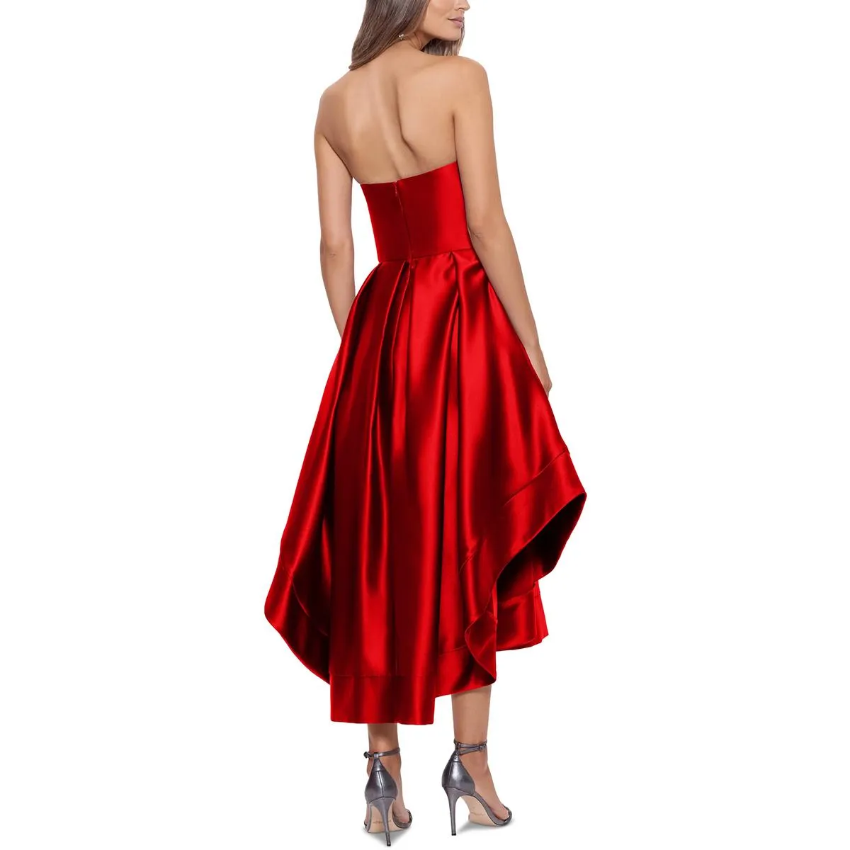 Betsy & Adam Womens Satin Strapless Evening Dress