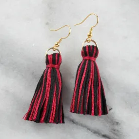 Black and Maroon Tailgate Tassel Earrings - CLEARANCE