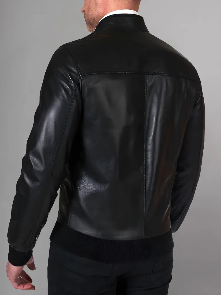 Black Bomber Leather Jacket