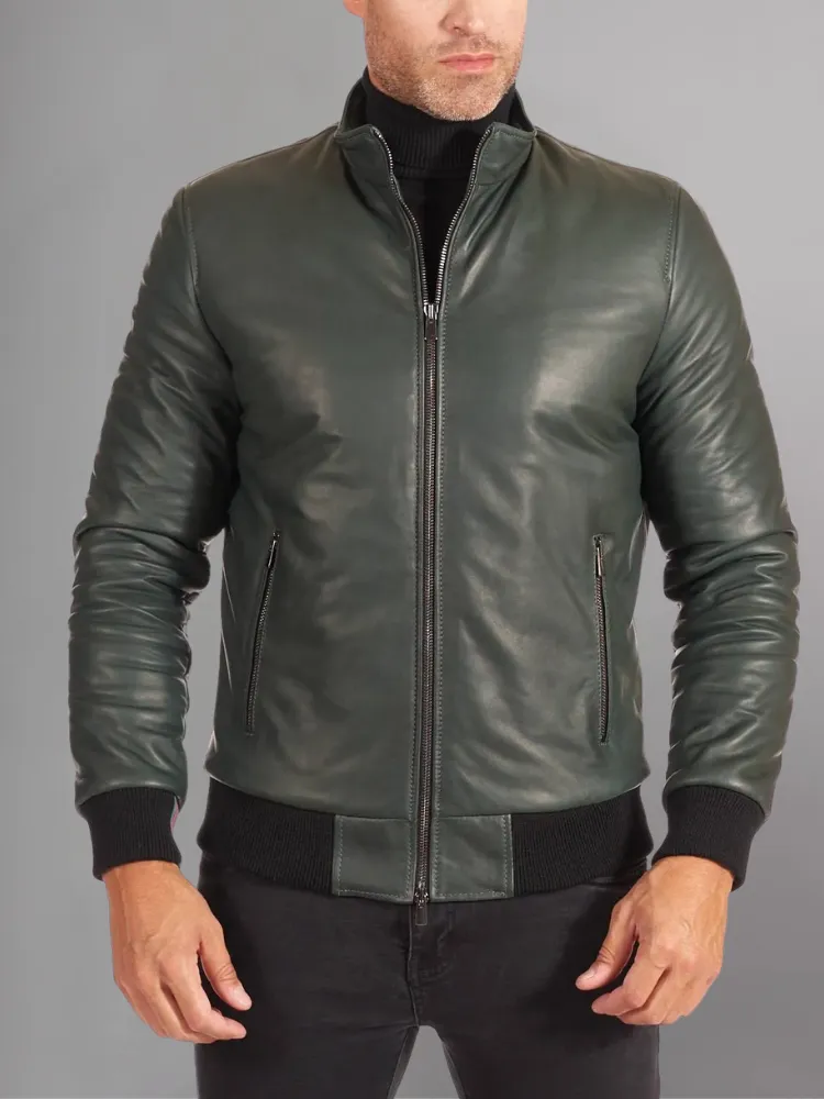 Black Bomber Leather Jacket