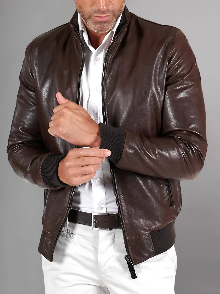 Black Bomber Leather Jacket