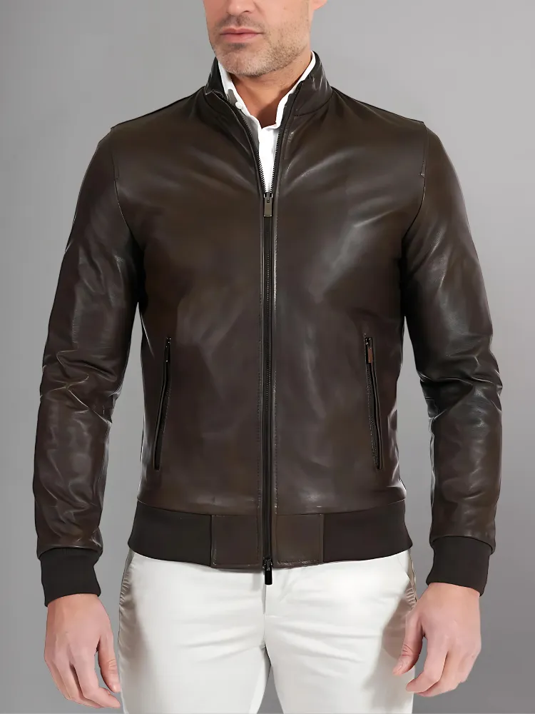 Black Bomber Leather Jacket