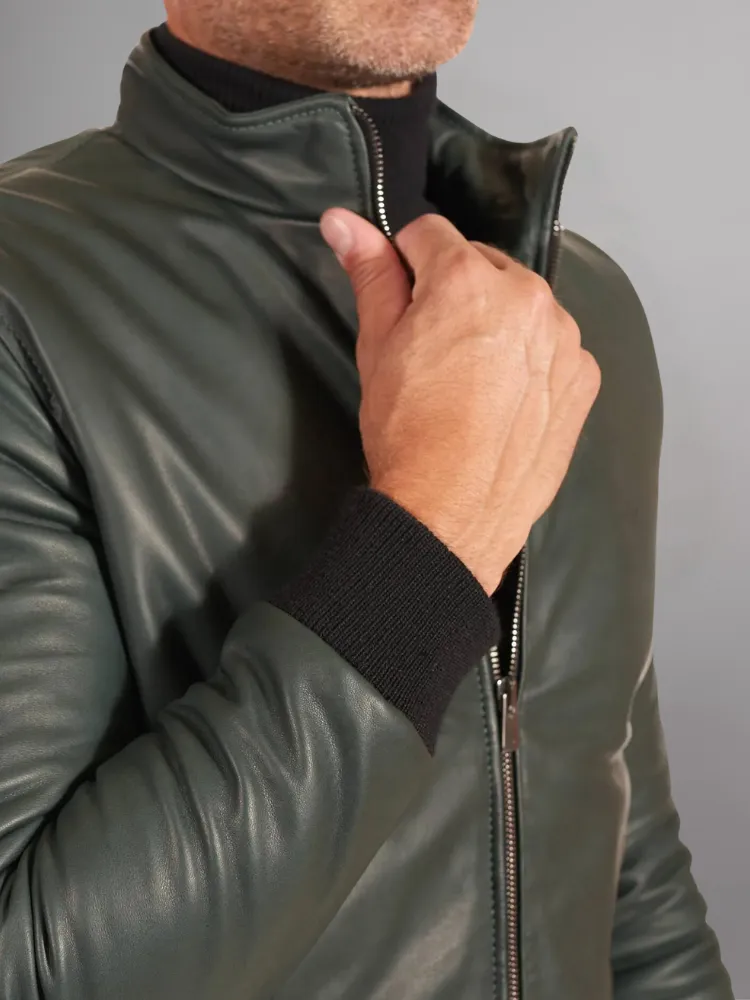 Black Bomber Leather Jacket