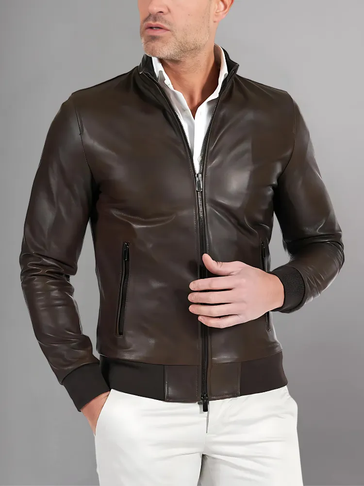 Black Bomber Leather Jacket