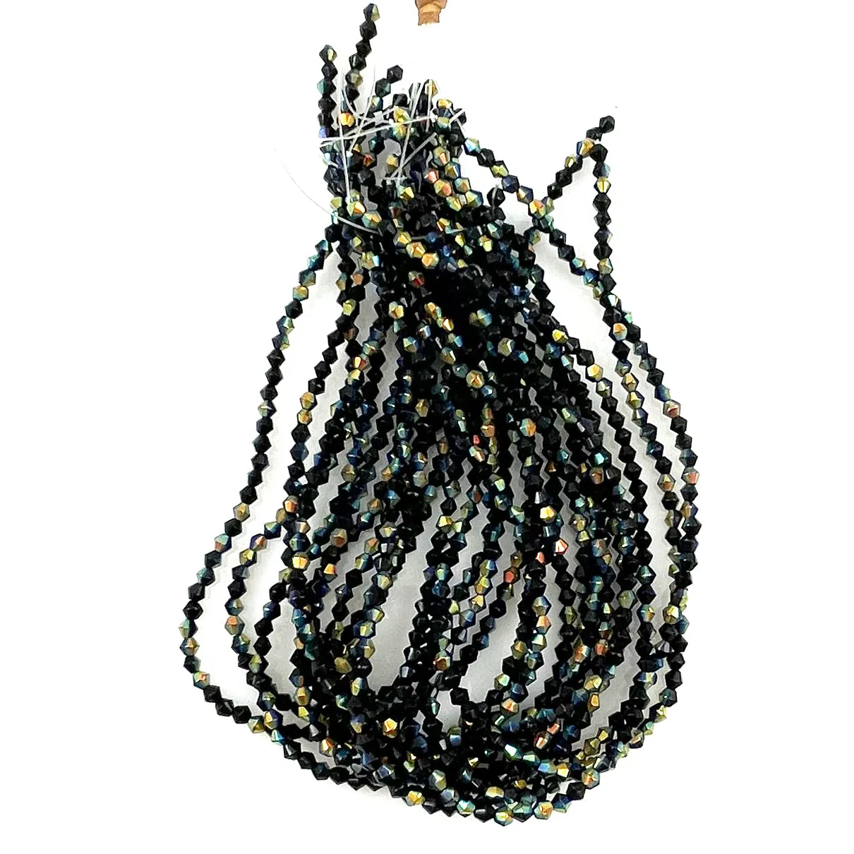 Black Faceted Glass Beads Gold Luster Finish 4mm