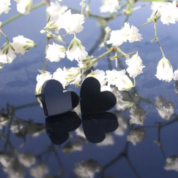 Black Heart Emoji Ear Studs - acrylic