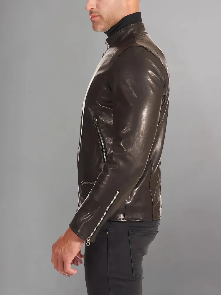 Black Motorcycle Brando Mens Leather Jacket