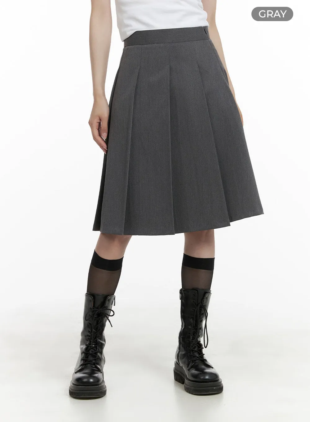 Box Pleated Midi Skirt CA404