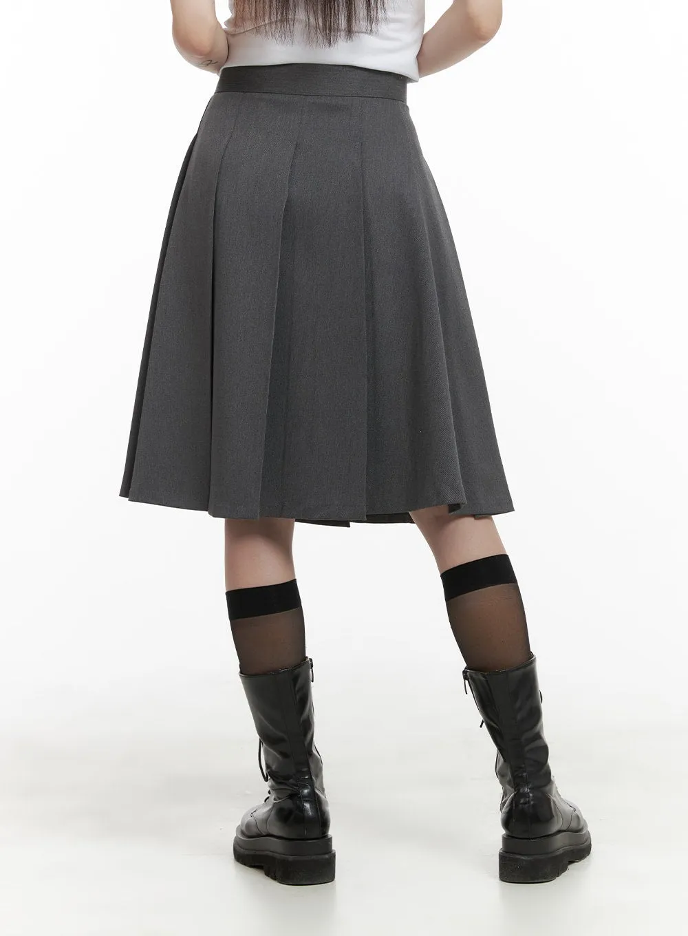 Box Pleated Midi Skirt CA404