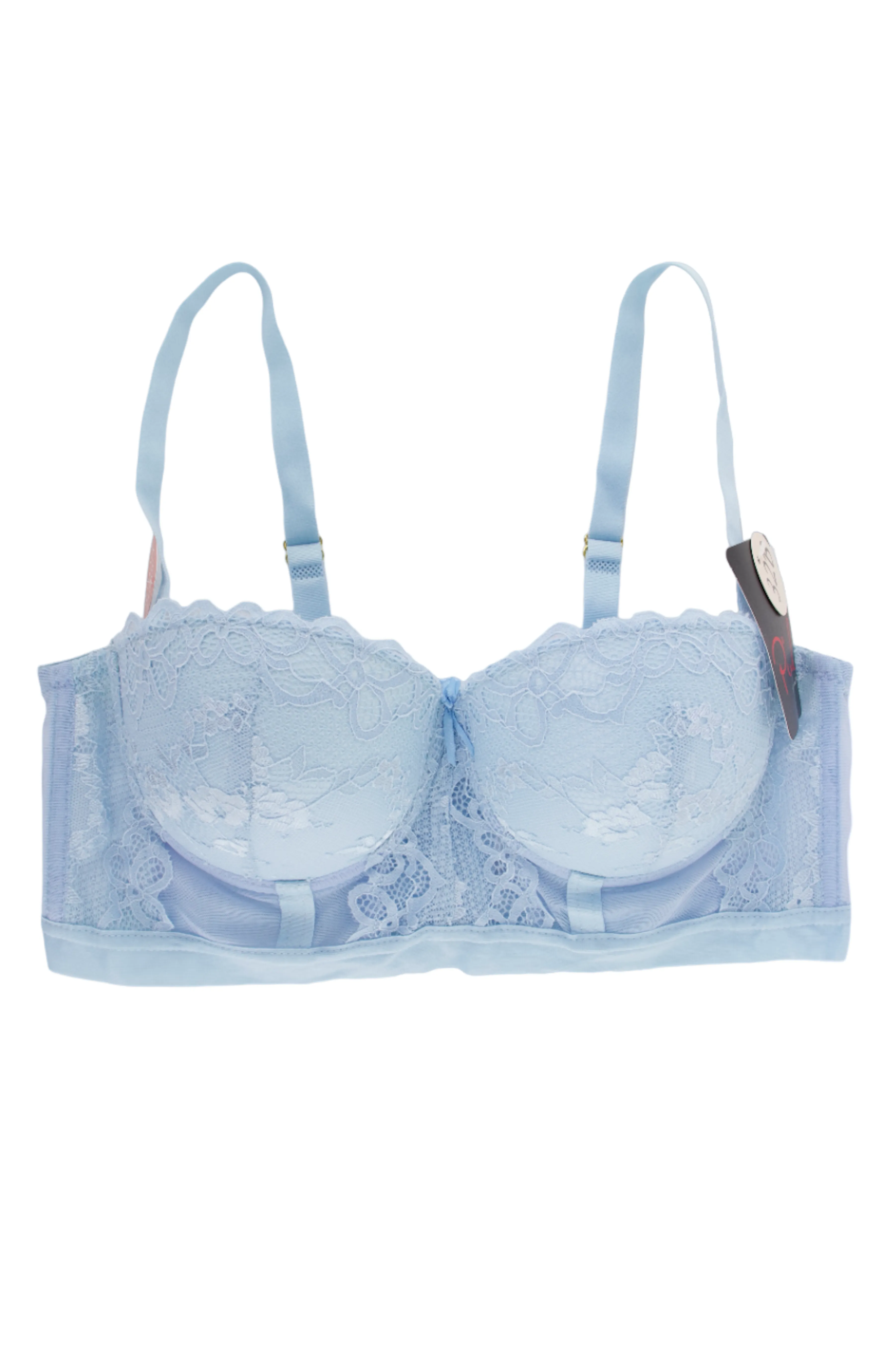 BRA STRAPLESS DE ENCAJE Y MESH COLORES PASTEL PI1422B