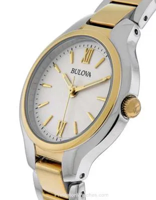 Bulova Ladies Watch - Two-Tone Case and  Bracelet - Silver Sunray Dial