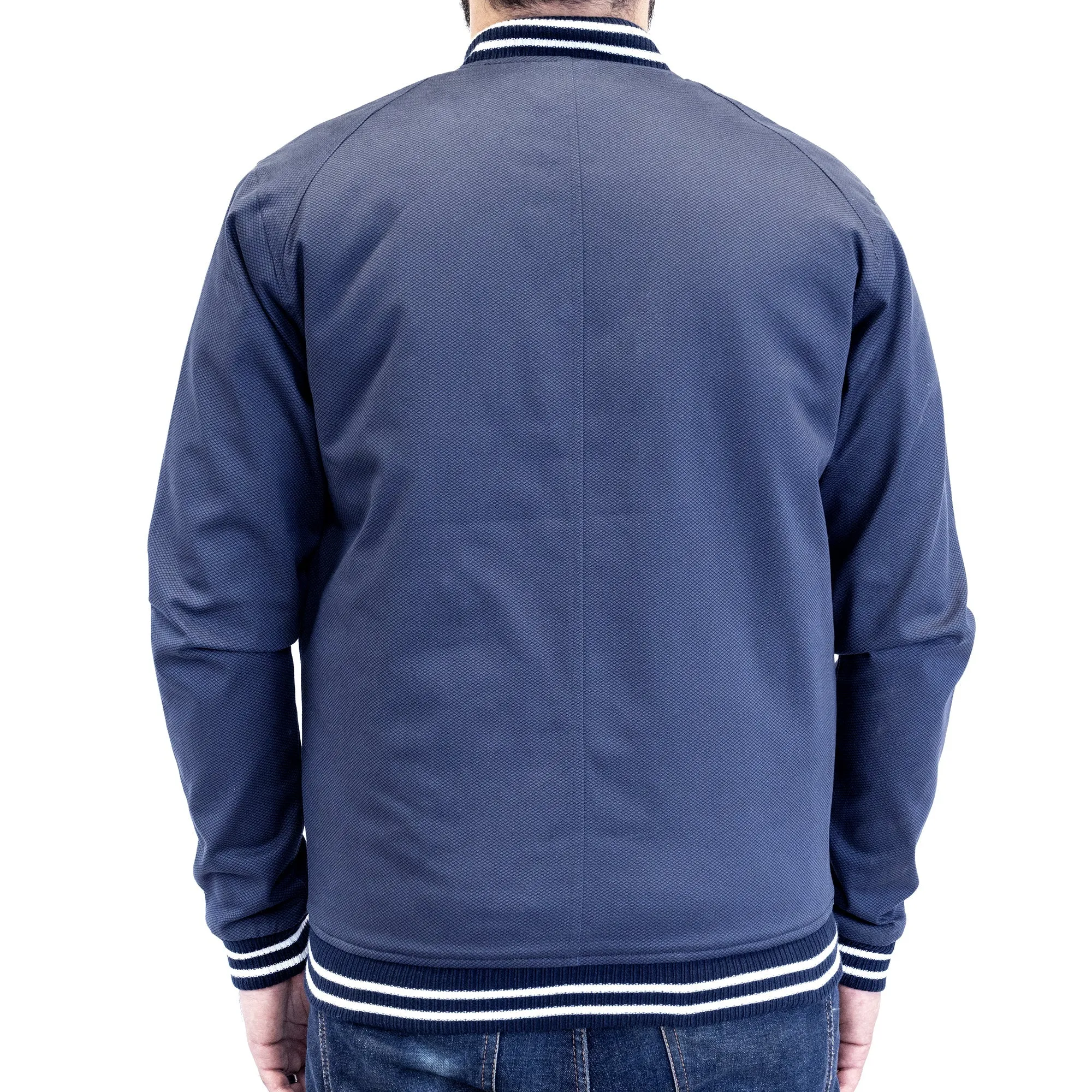 Buttoned Navy Varsity Jacket