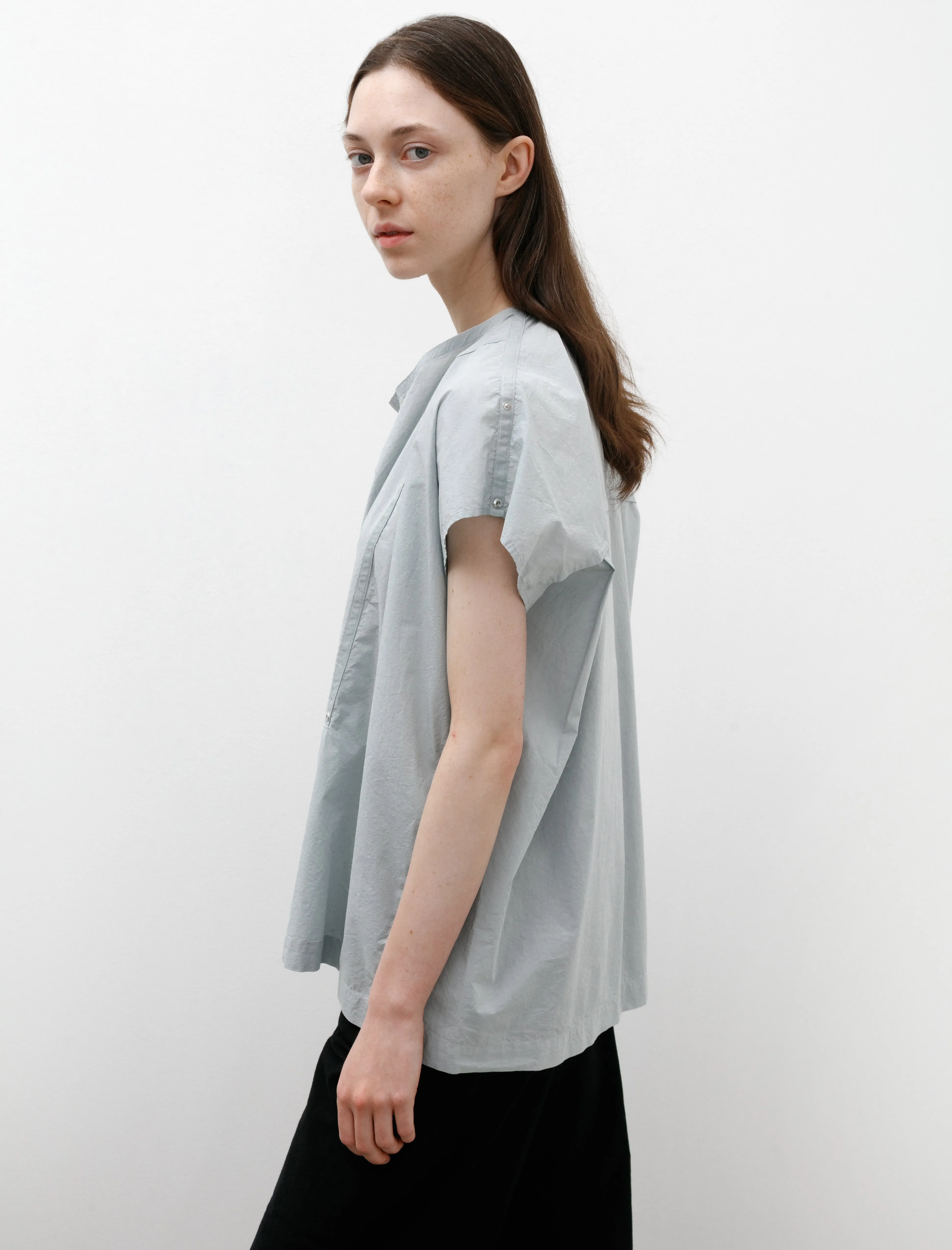 Cap Sleeve Top with Snaps Cloud Grey