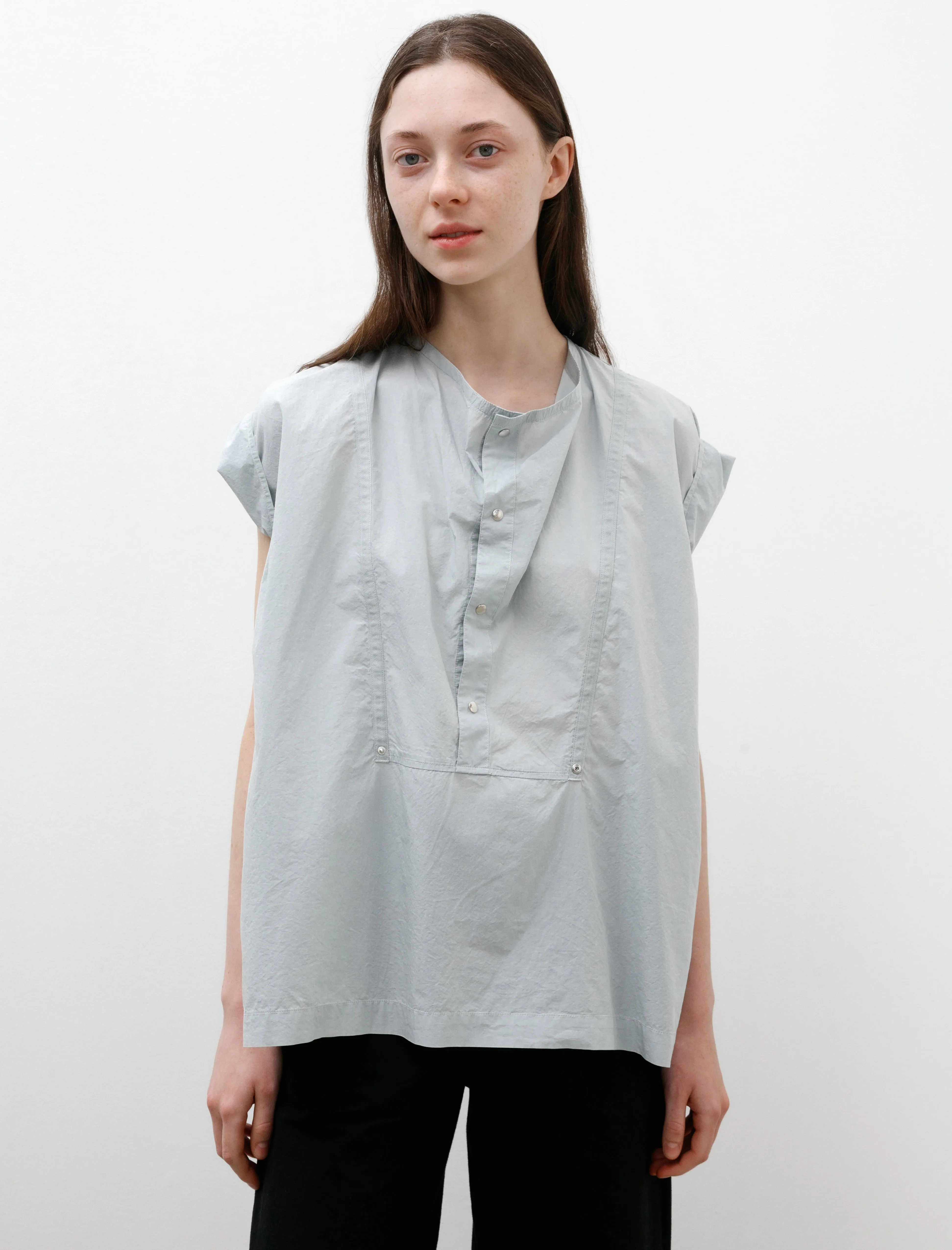 Cap Sleeve Top with Snaps Cloud Grey