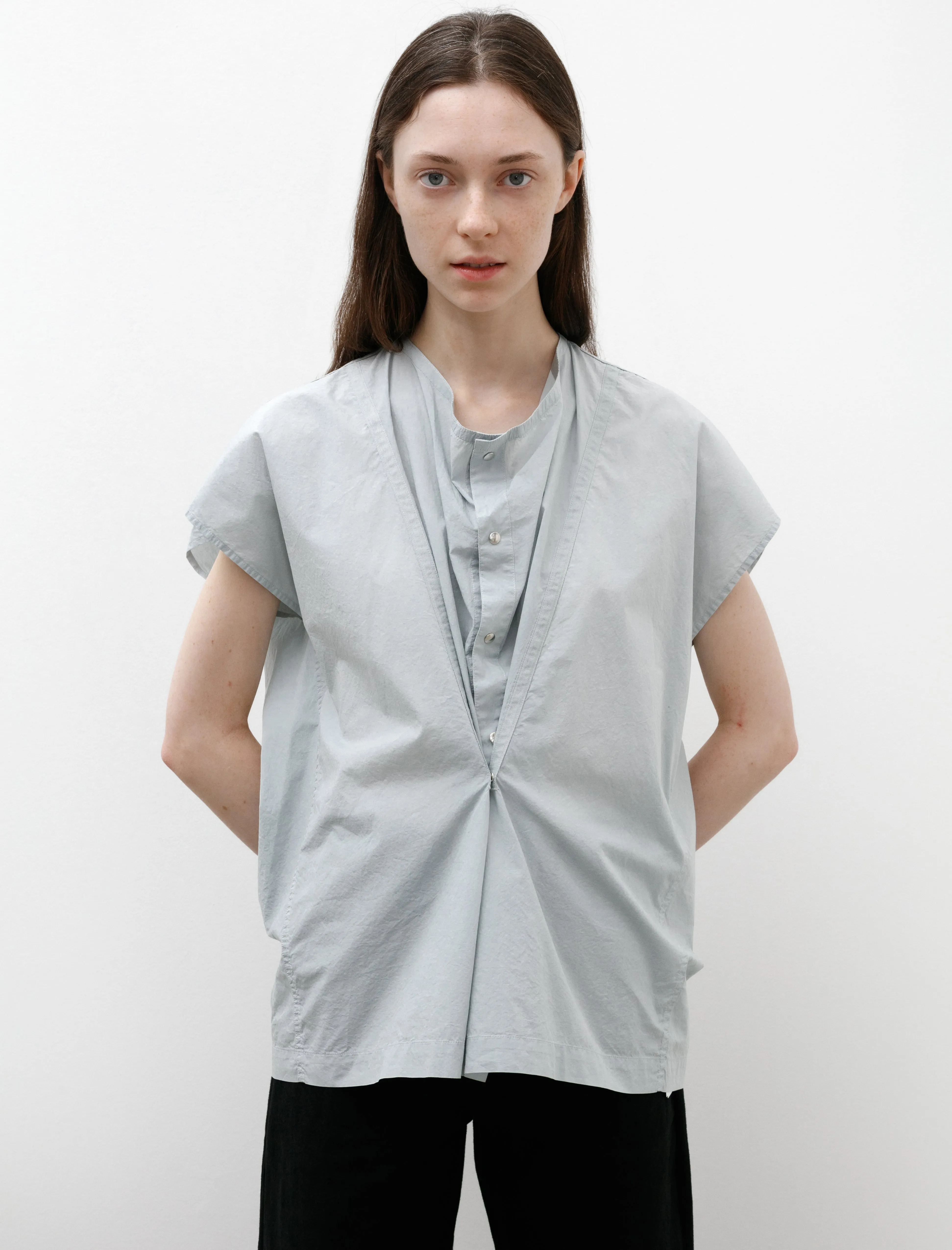 Cap Sleeve Top with Snaps Cloud Grey