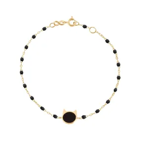 Cat Classic Gigi Black bracelet, Yellow Gold, 6.7"