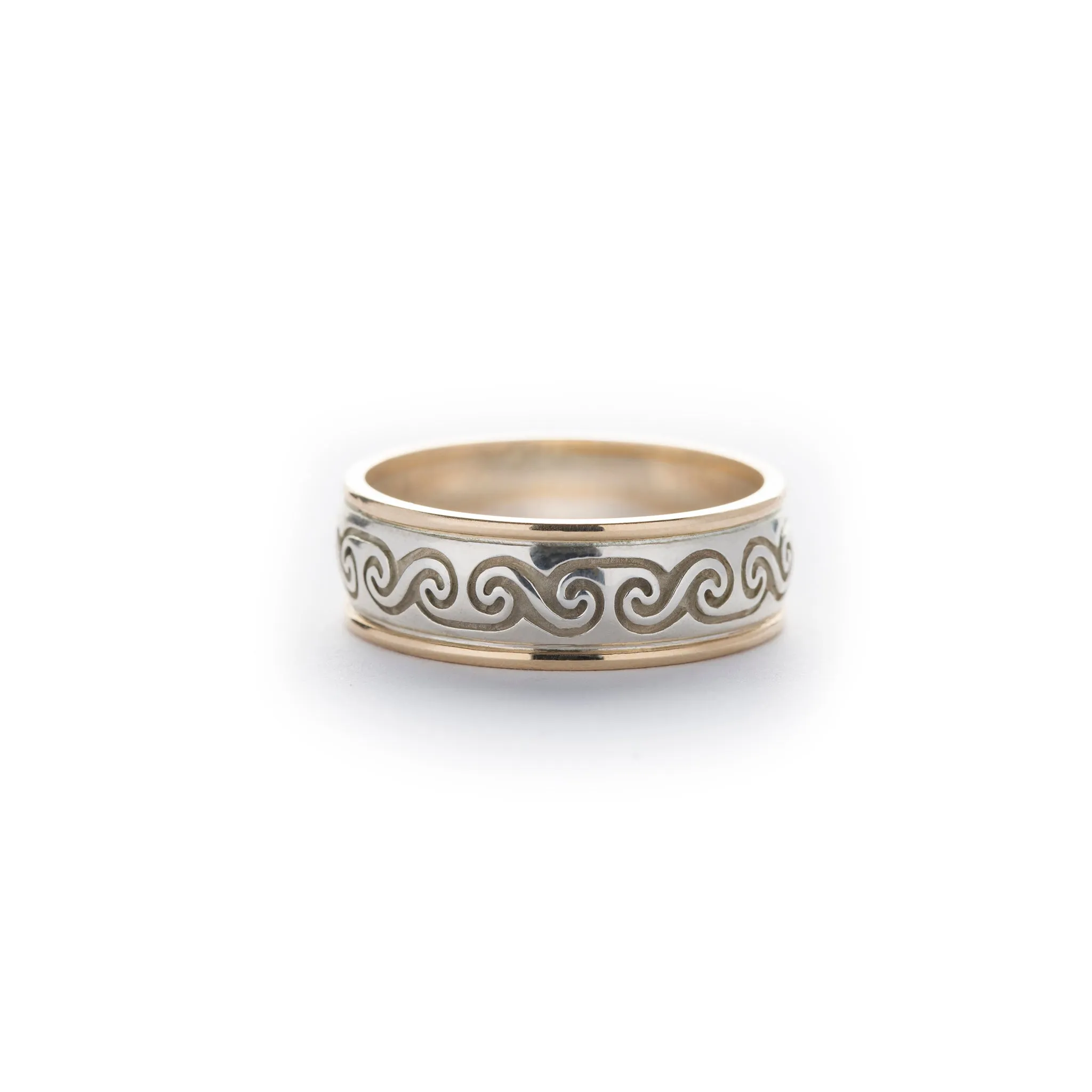 Celtic knot wedding Band With Gold Rims