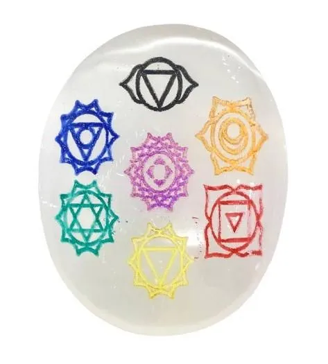 Chakra Selenite Palm Stone 3