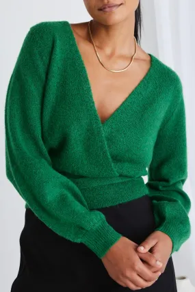 Charm Green Wrap Knit Jumper