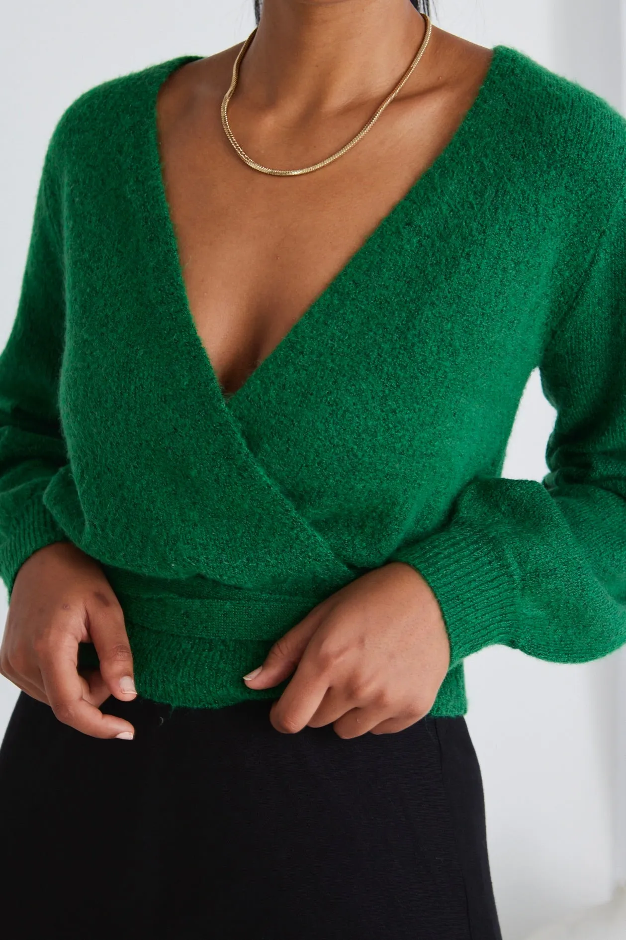 Charm Green Wrap Knit Jumper