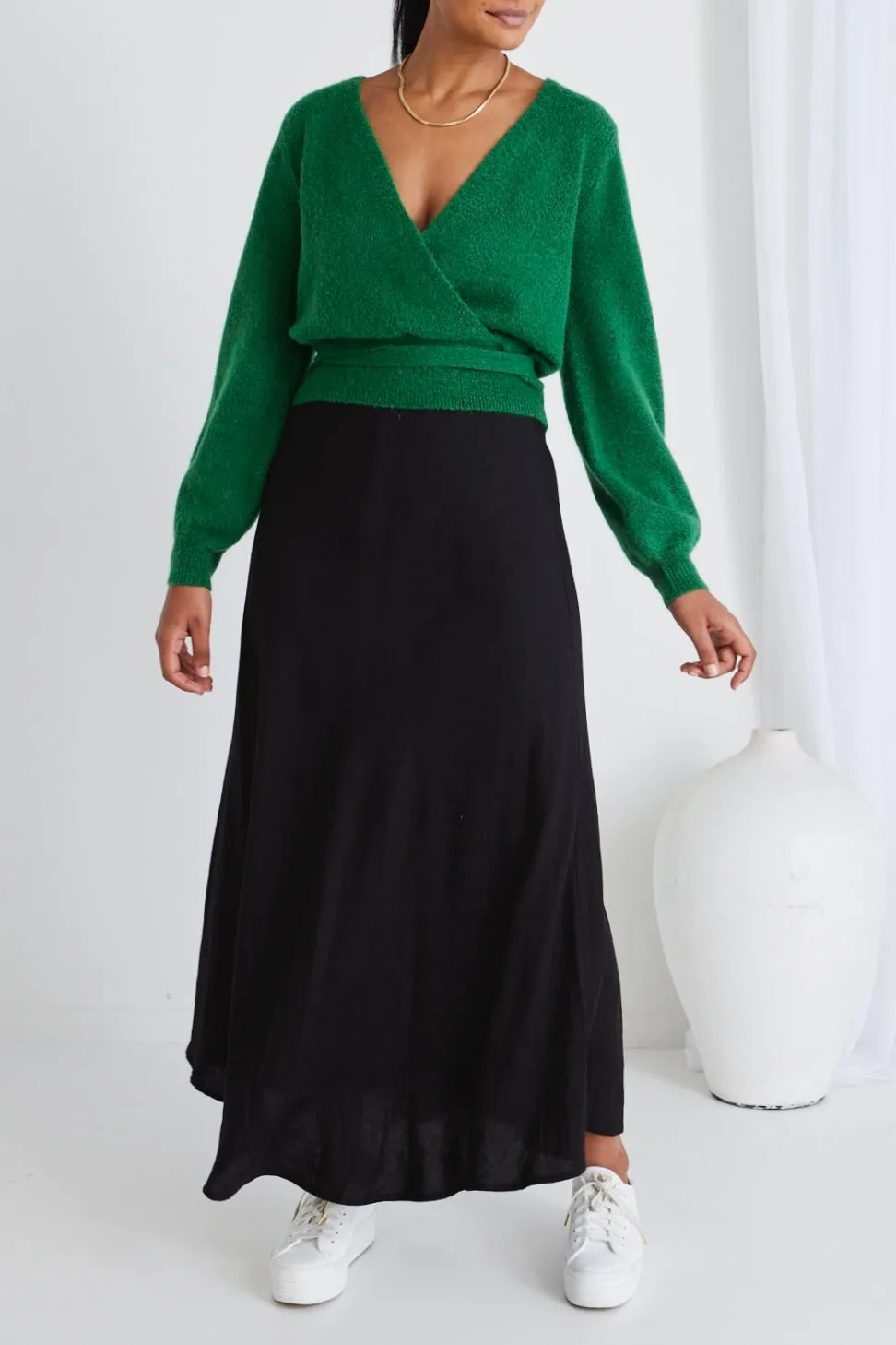 Charm Green Wrap Knit Jumper