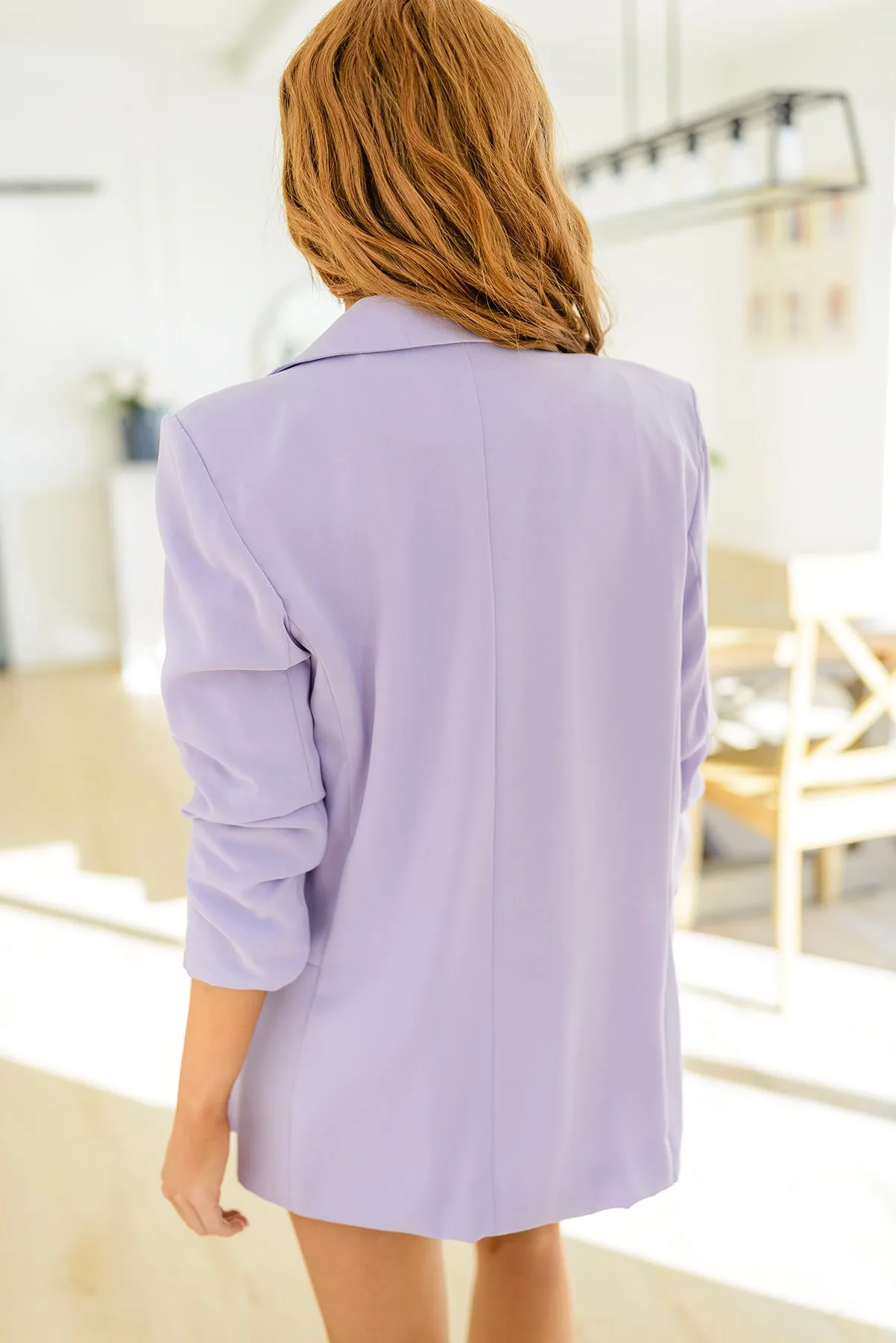 Chic In Lavender Ruched 3/4 Sleeve Blazer- USE CODE SPRING24 for 40% OFF!!!!